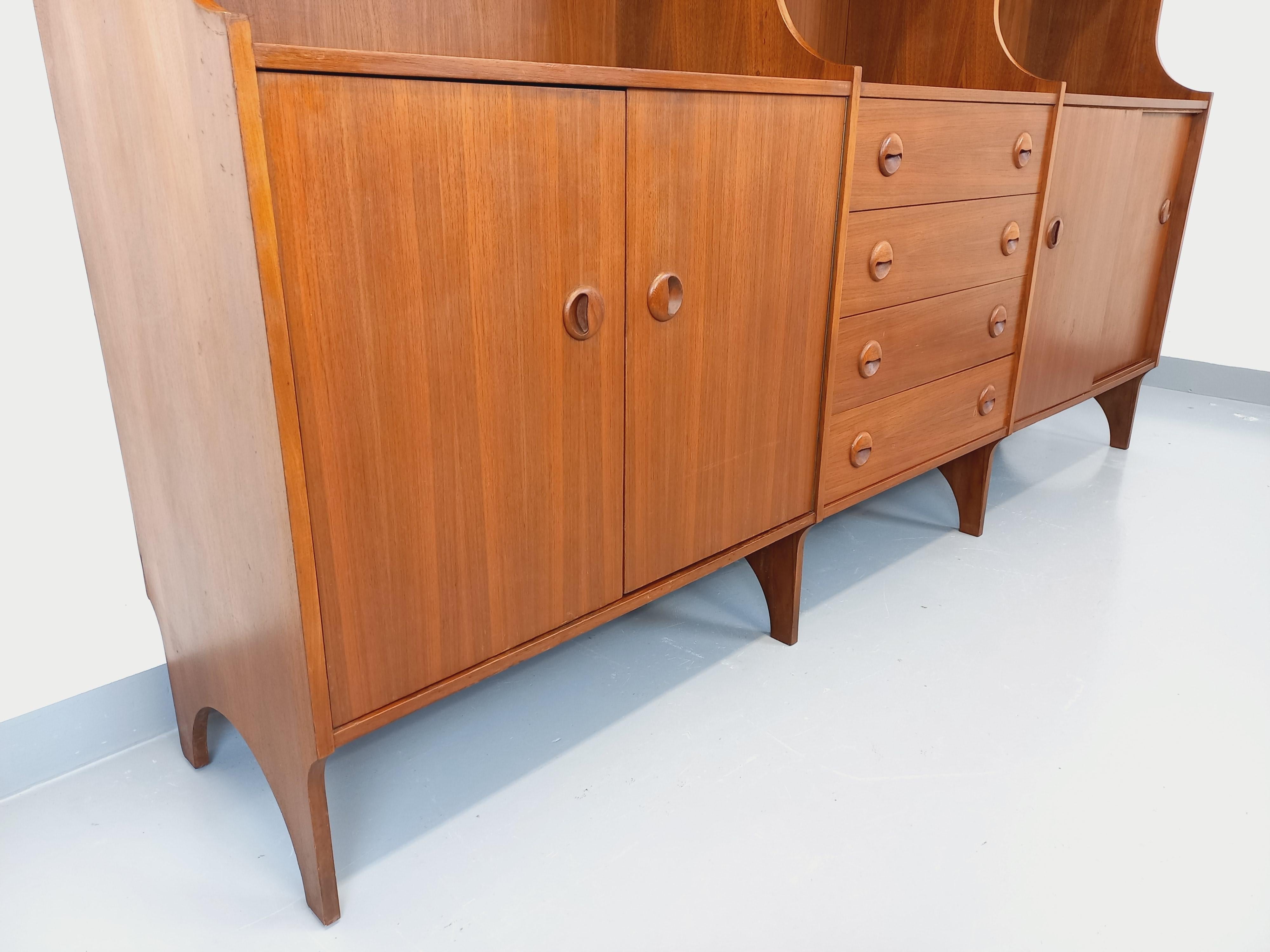 Metà XX secolo Meuble de rangement bibliothèque scandinave vintage 3 parties en teck années 60 in vendita