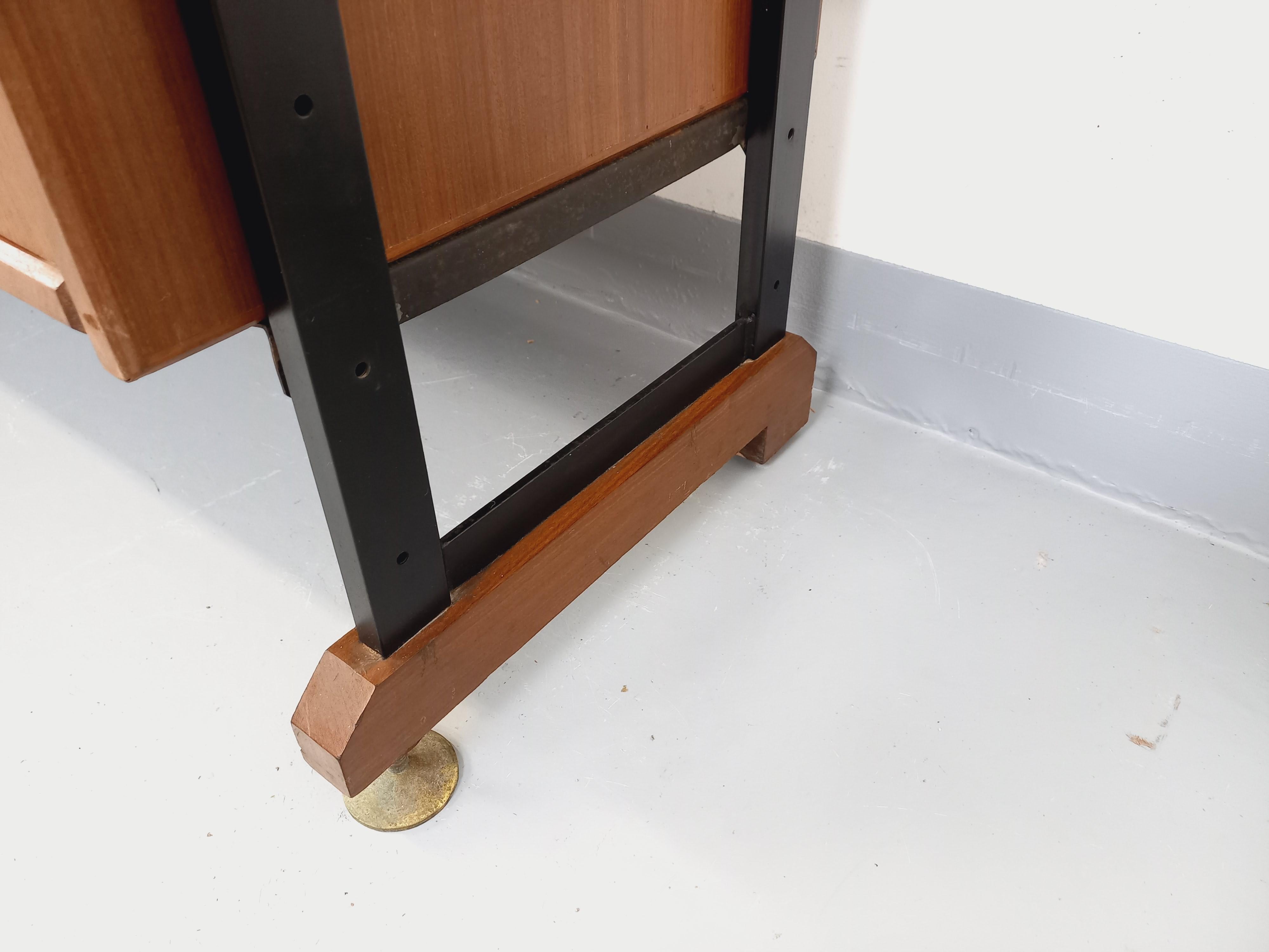 Bibliothèque étagère italienne double modulable vintage en teck et métal en venta 12