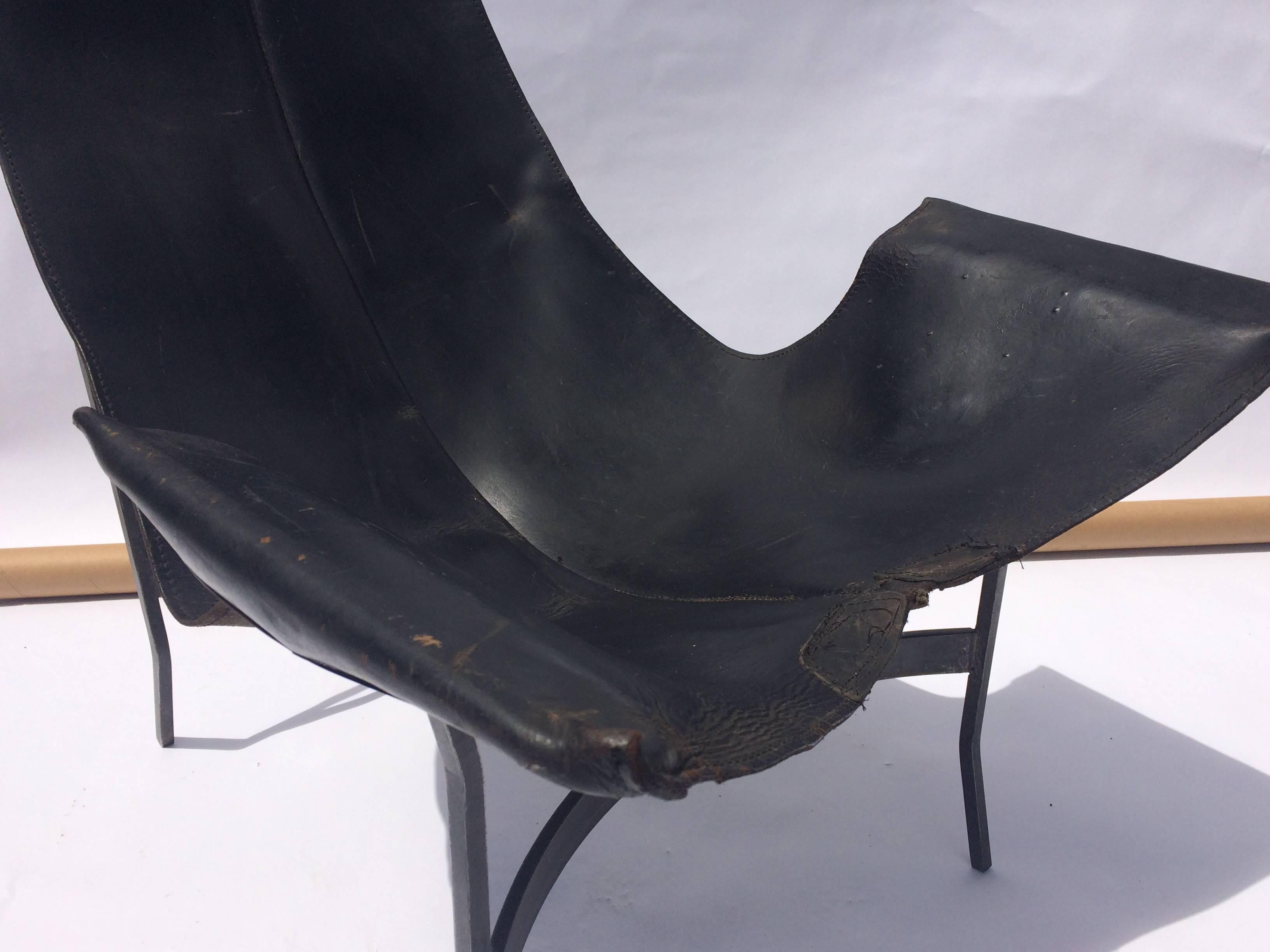 Mid-Century Modern Leather Sling Chair by William Katavolos for Leathercrafter