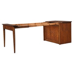 Saginaw Extendomatic Mid-Century Walnut Convertible Dining Table Cabinet