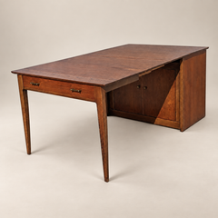 Saginaw Extendomatic Mid-Century Walnut Convertible Dining Table Cabinet