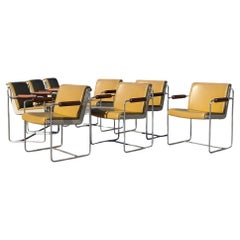 Huit fauteuils vintage, modernes du milieu du siècle, faux cuir, chrome, bureau MCM