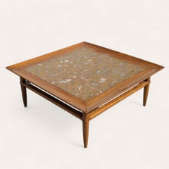 Tomlinson Sophisticate Model 315 Fossil Marble and Pecan Coffee Table, 1960s