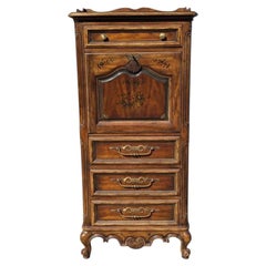 Drexel Heritage Brittany Collection Floral Secretary Desk, 1970s