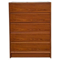 1960s Danish Modern Teak Five-Drawer Tallboy Dresser, Made in Denmark