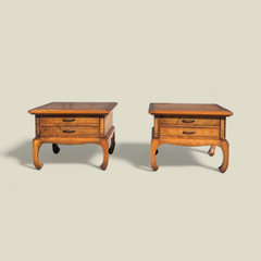 Pair of Mid-Century Solid Wood Chinoiserie Nightstands