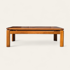 1980s Mid-Century Oak Coffee Table with Checkered Parquet Top