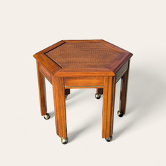 1970s Mersman Mid-Century Hexagonal Wood Side Table