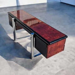 Mid Century Desk, Warren Platner for Knoll, Steel, Oak, Chrome, 1970s