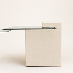 Unique Side Table, Postmodern, 80s, Glass, Plaster Base, End Table