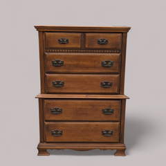 1970s Chippendale-Style Maple Tallboy Dresser
