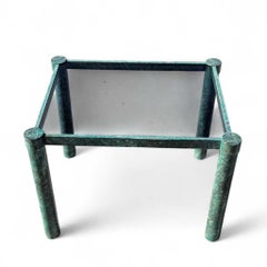 Postmodern Coffee or Side Table, Metal & Smoked Glass, USA, c.1980s