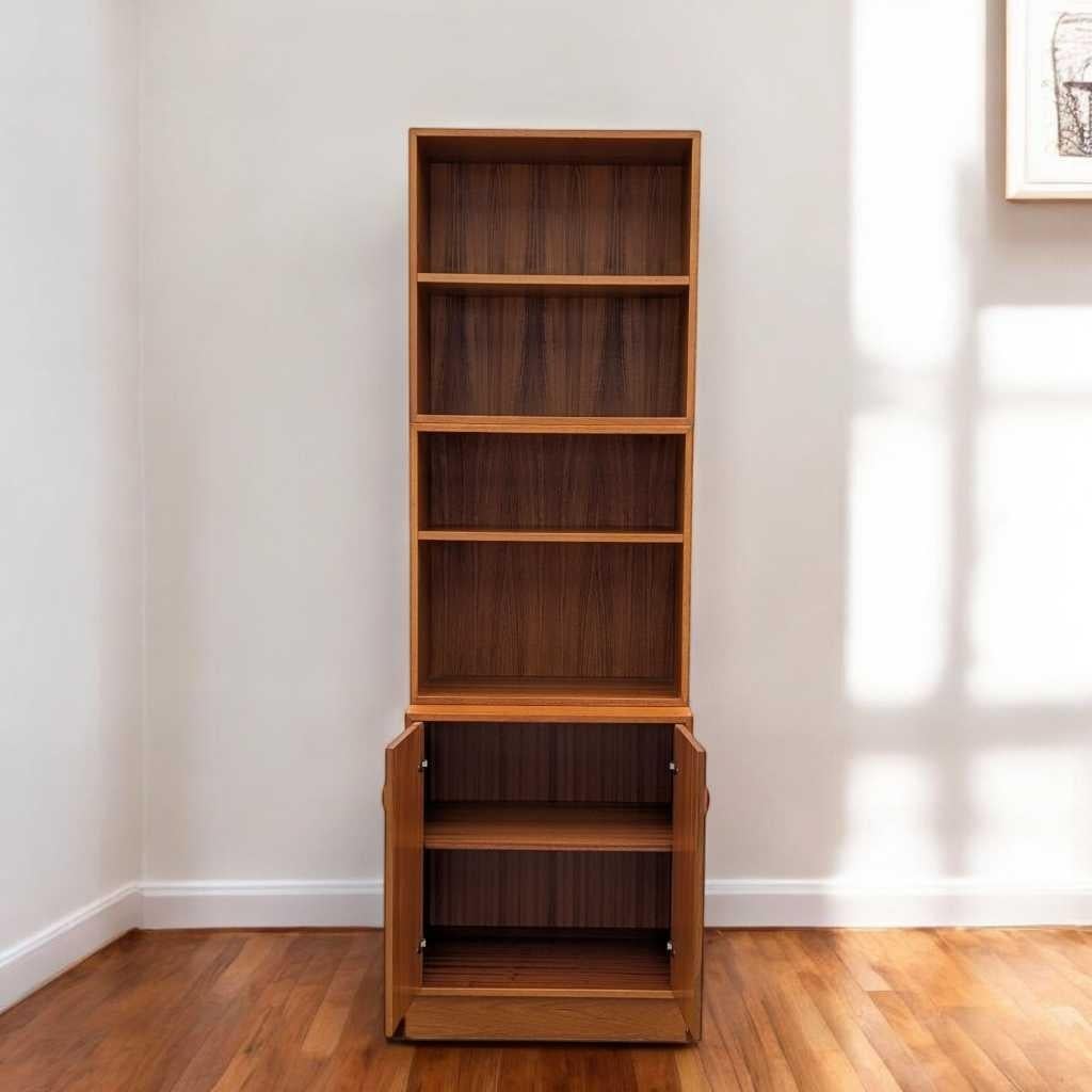 Mid-Century Modern MCM Modular Upright Bookcase, Teak, Warm Finish, Denmark, c. 1960s For Sale