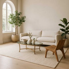 Labarge, Oval Brass Base Coffee Table, Glass Top, USA, c. 1970s
