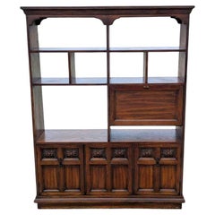 Freestanding Wall Unit – Wooden Room Divider, Rich Finish, USA, c. 1960s