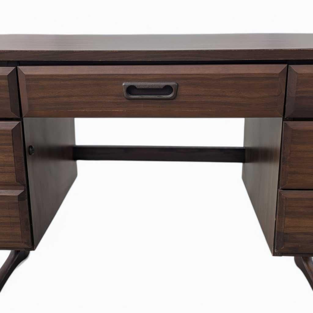Scrivania di metà secolo con piano in laminato e base in Wood, Stati Uniti, 1960 ca. in vendita 4