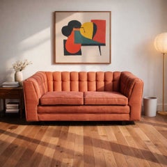 Vintage 1980s Postmodern Rose Grid-Tufted Loveseat