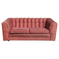1980s Postmodern Rose Pink Grid-Tufted Loveseat, 67 in
