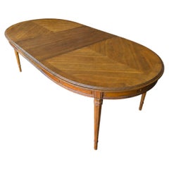 1960s Drexel Esperanto Walnut Oval Extension Dining Table with Two Leaves