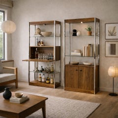 Mid-Century Chrome and Glass Illuminated Étagère with Lower Cabinet