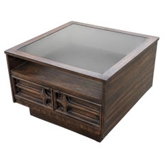 Vintage Smoked Glass Coffee Table with Storage Drawers