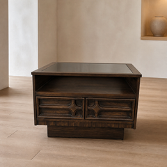 Vintage Smoked Glass Coffee Table with Storage Drawers