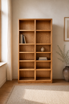 Vintage Oak Double-Column Bookcase, Late 20th Century