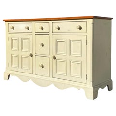 Vintage Painted Wood Sideboard or Buffet Cabinet with Solid Wood Top
