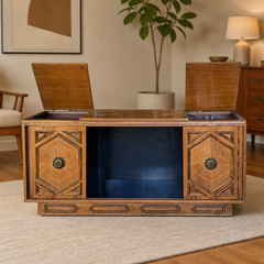 Vintage 1970s Morse Mediterranean Style Stereo Console Record Cabinet