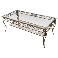 Late 20th Century Italianate-Style Scrollwork Metal and Glass Coffee Table