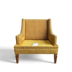 Vintage Mustard Upholstered Lounge Chair with Tapered Wood Legs