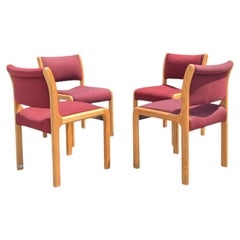Albert Salman Associates Oak Dining Chairs in Garnet, Set of Four