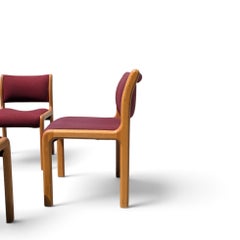Albert Salman Associates Oak Dining Chairs in Garnet, Set of Four