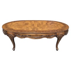 Vintage Louis XV Style Oval Coffee Table with Figured Wood Top