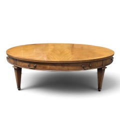 Circa 1957 Heritage Round Mahogany Coffee Table with Drawer