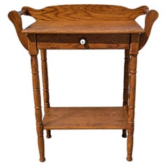 Antique Oak Washstand with Towel Bars and Shelf, circa 1880–1900
