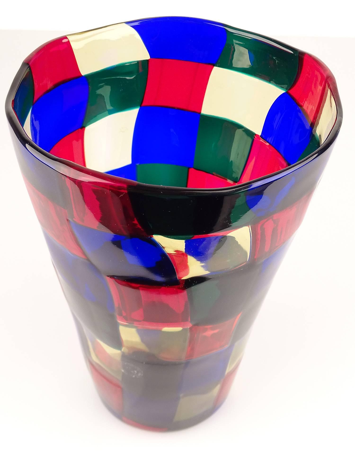 Murano Glass Pezzato Vase by Fulvio Bianconi for Venini, from the Serie 