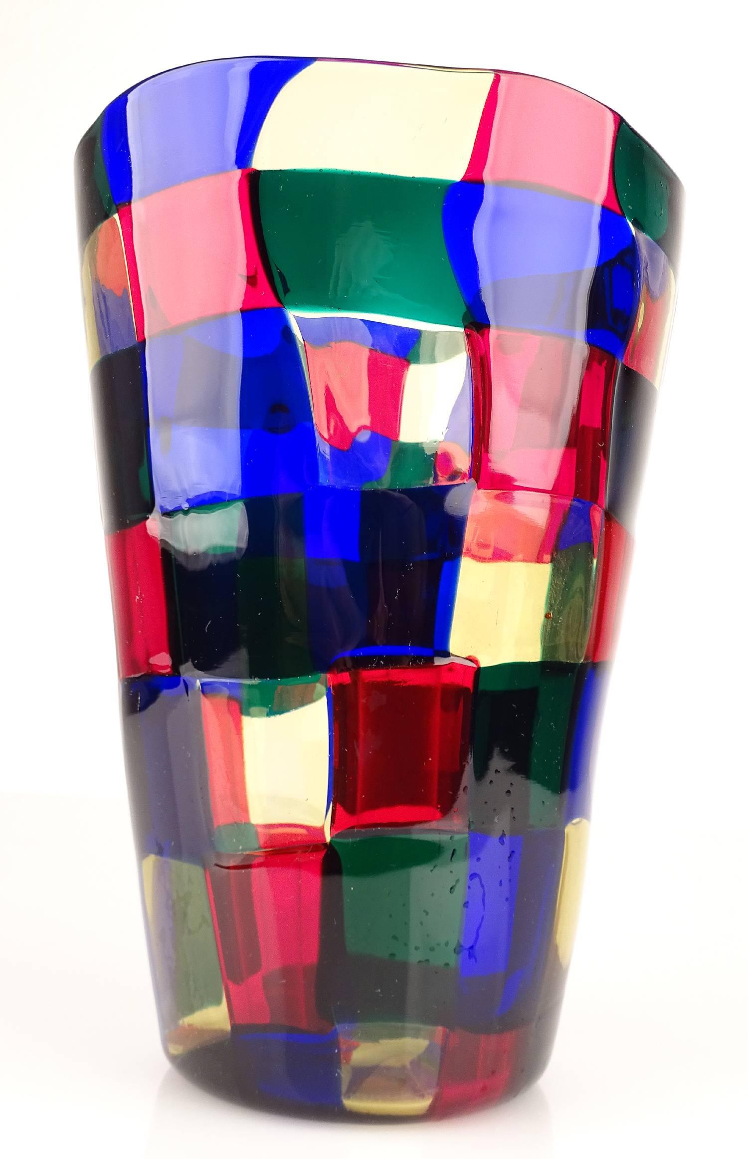 Murano Glass Pezzato Vase by Fulvio Bianconi for Venini In Excellent Condition In Bremen, DE