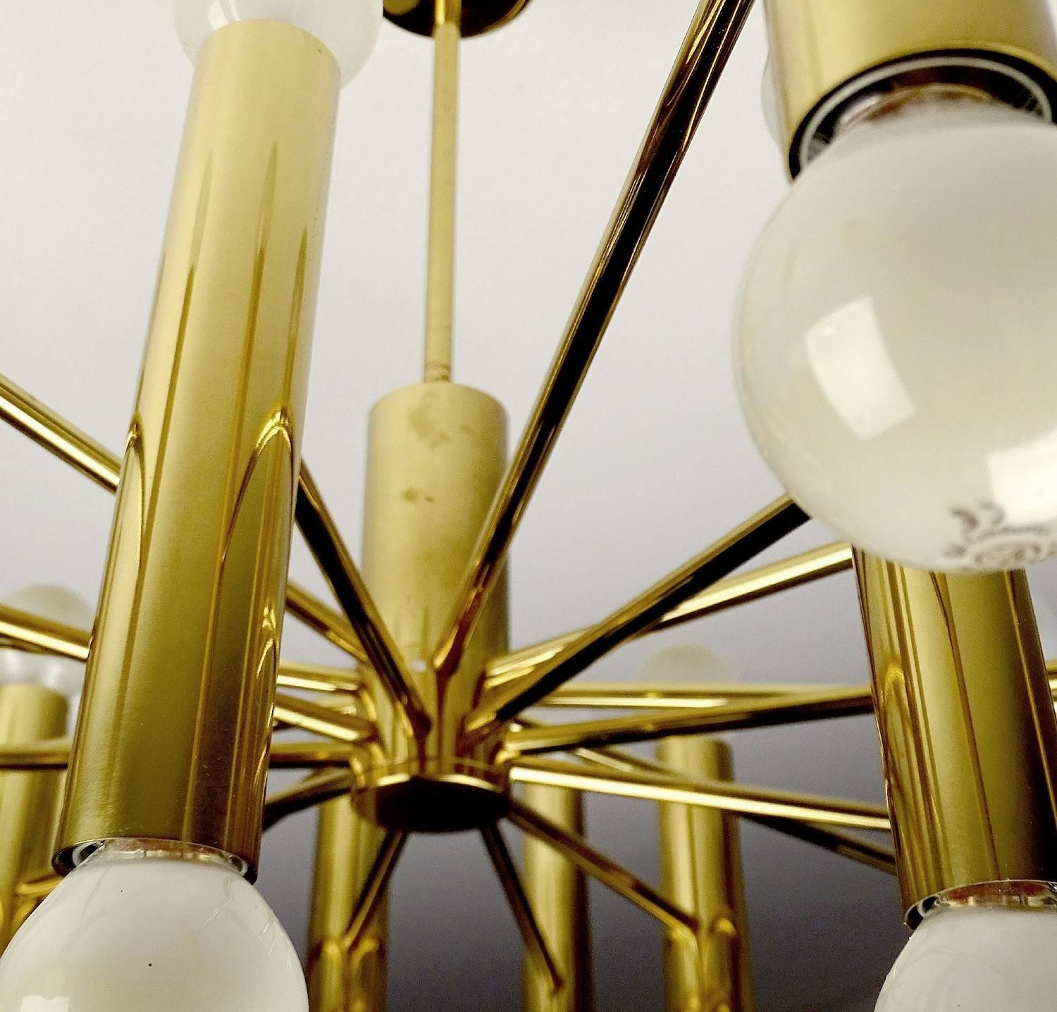 36 Lights Sculptural Sciolari Chandelier Italian Modernist Brass Ceiling Fixture 5