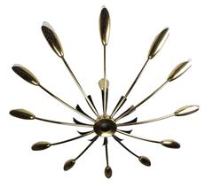 Italian Floral Sunburst Brass Sputnik Chandelier