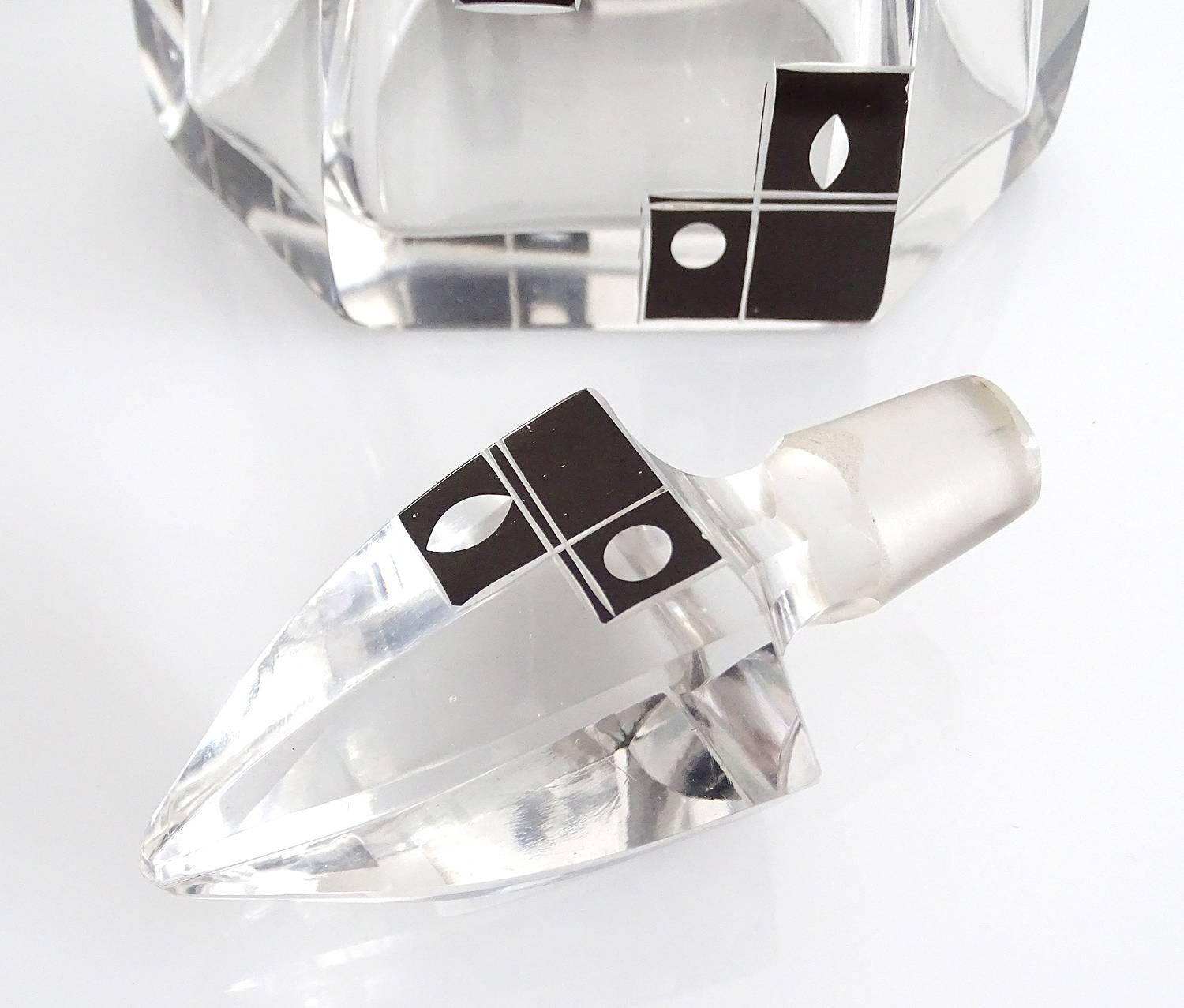 Art Deco Modernist Karl Palda Bohemian Crystal Decanter Glass Set 2