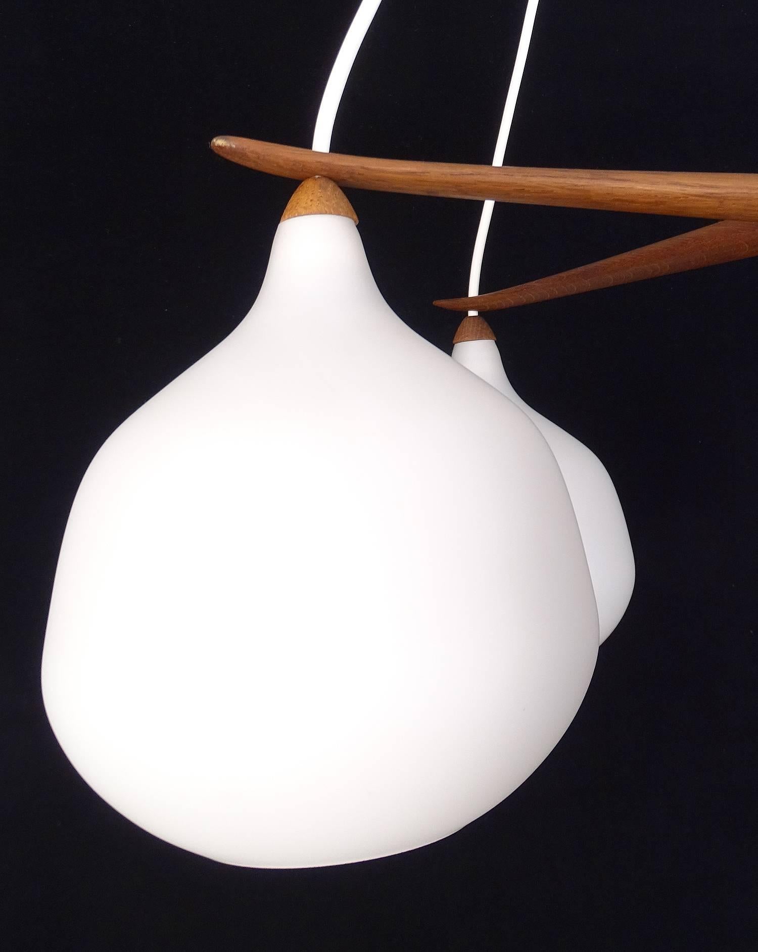  Luxus Chandelier by Uno & Osten Kristiansson Glass Globes Lamp Danish Modern 3