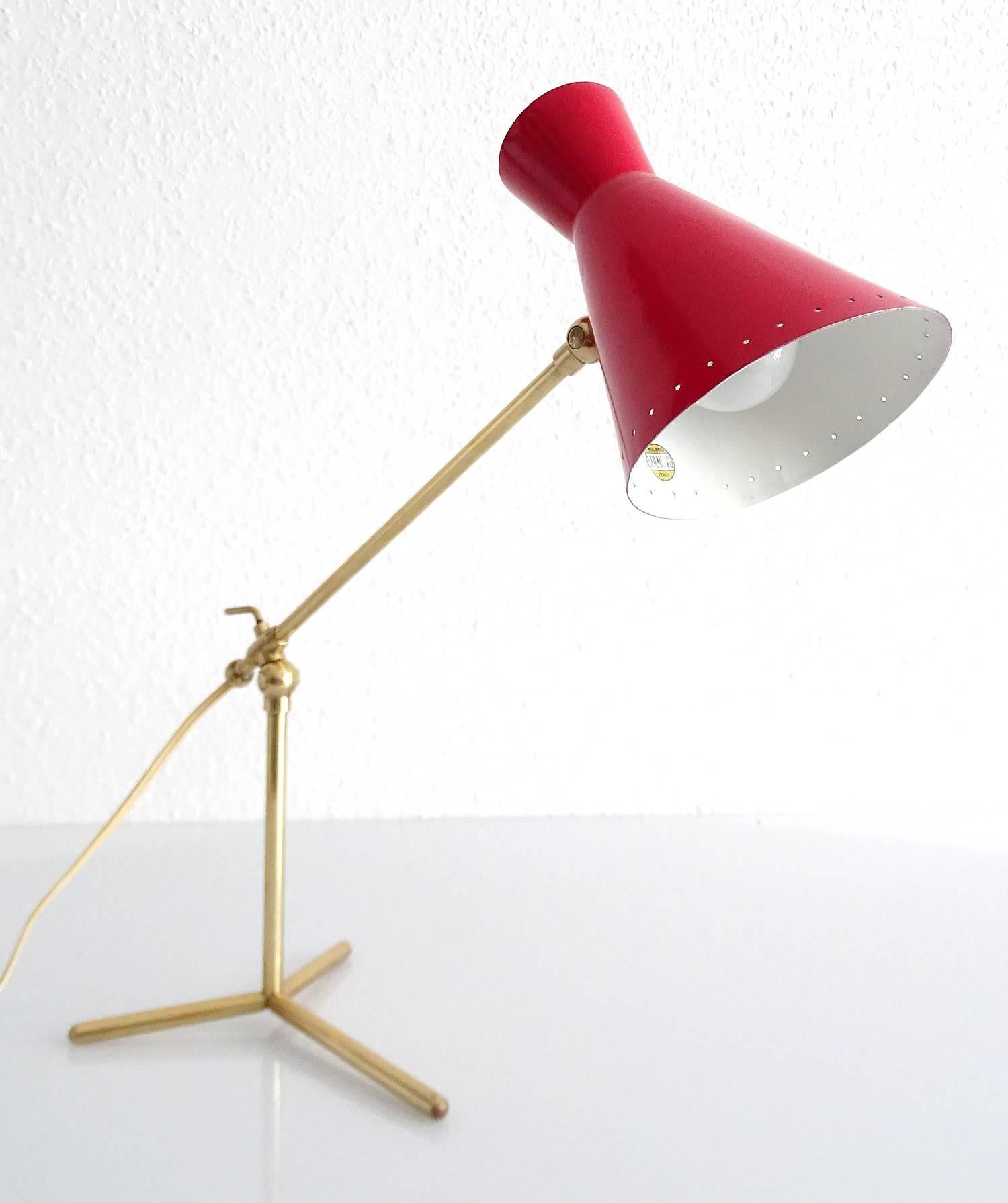 Mid-20th Century Stilnovo Design Desk Lamp Brass Modernist Design 50s Mid Century Modern Italian