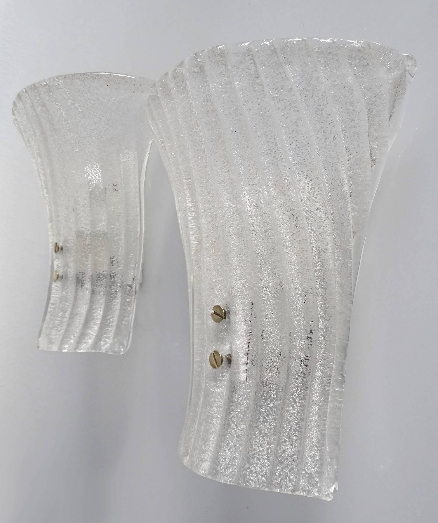 Pair MidCentury  Modern Glass Mirror Vanity Sconces, 1960s For Sale 2