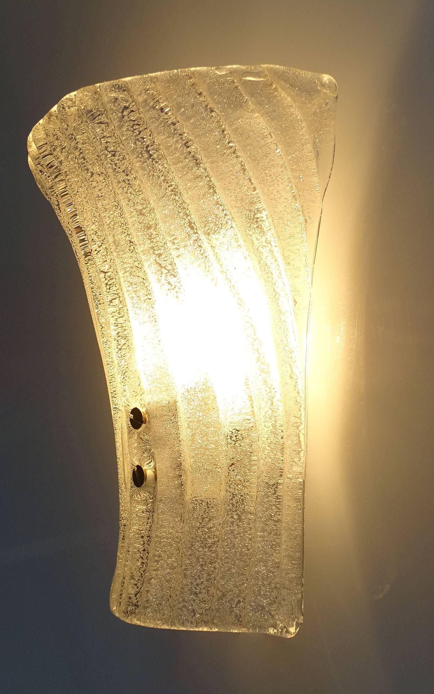 Pair MidCentury  Modern Glass Mirror Vanity Sconces, 1960s For Sale 1