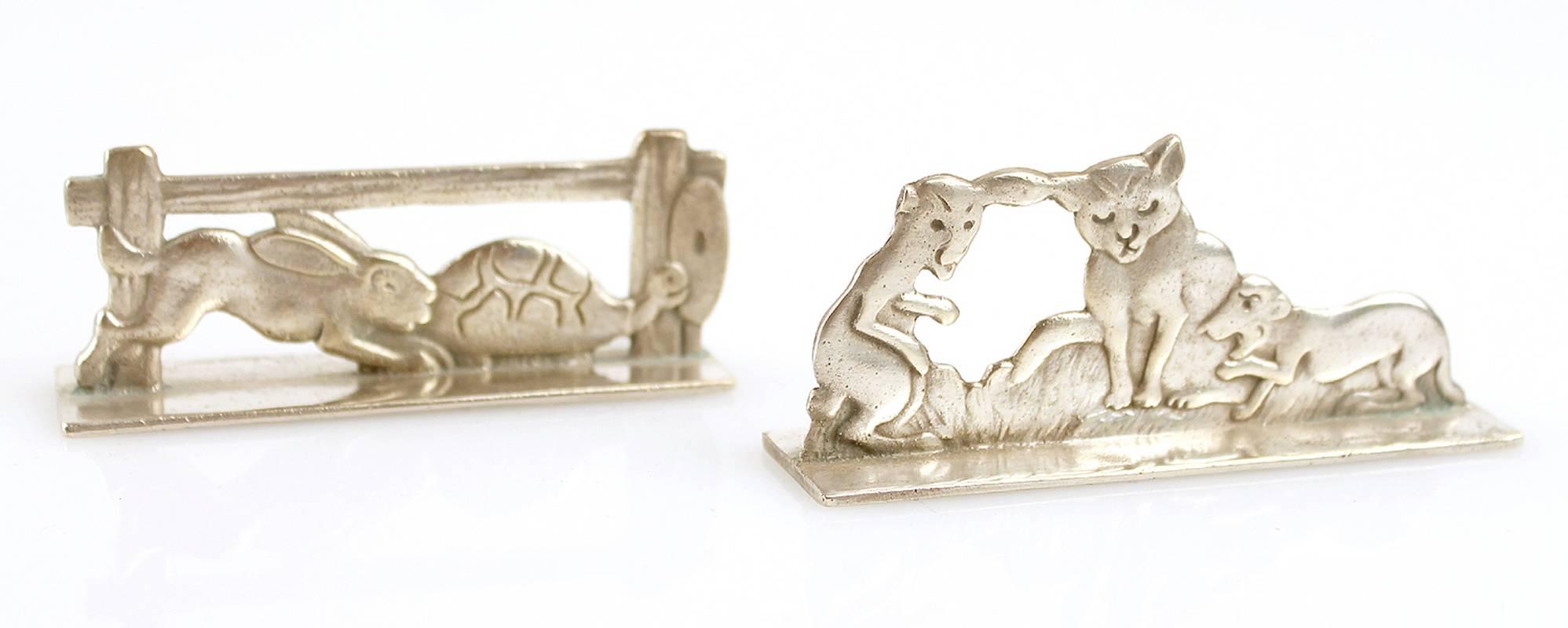 Set of 12 French Art Deco Benjamin Rabier Animal Figurine Knife Rests 3