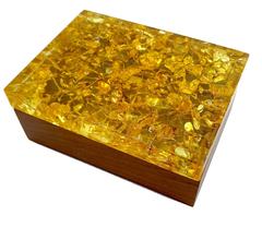 French MidCentury  Fractal Resin & Teak Box Case, 1960s Modernist Design