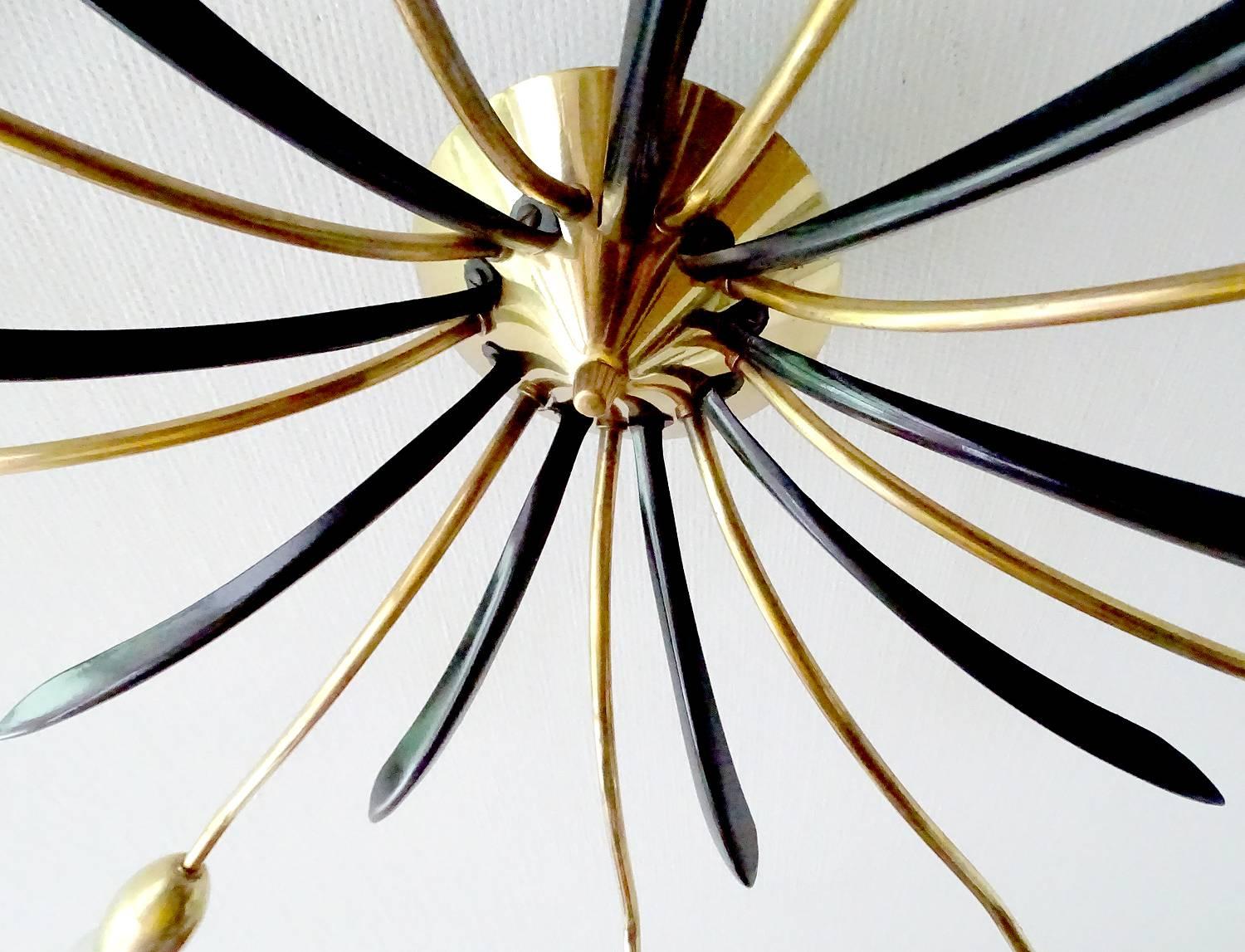 Mid-Century Sunburst Flush Mount Light Brass Ceiling Fixture 4