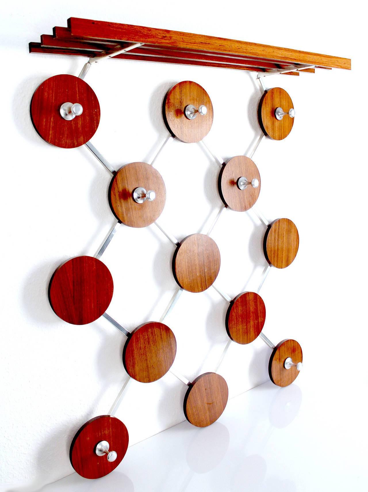 Scandinavian Modern Large Danish Mid-Century Modern Rosewood Coat Rack, 1960s Modernist Design