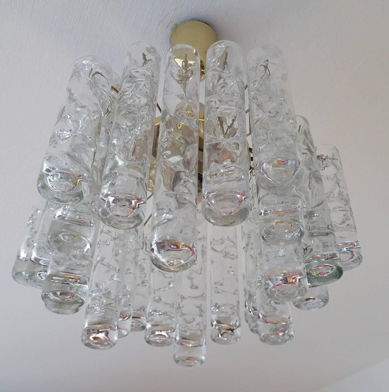 Doria Murano Glass Brass Chandelier, 1960s Pendant Lamp 1